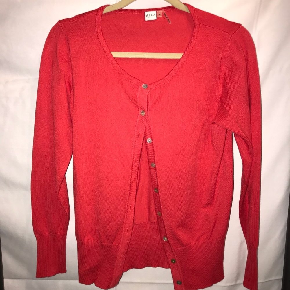 Vila Milano Coral Button Down Cardigan Sweater